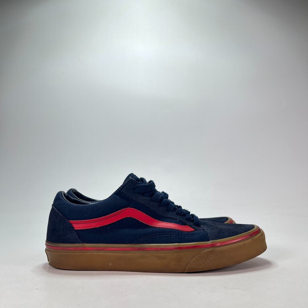 Vans Old Skool Navy Blue Bright Red Gum Low Top Skate Shoes 507698 Womens Size 8